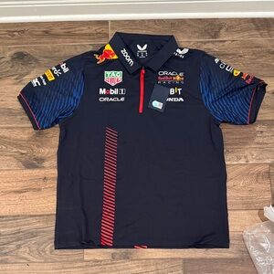 NWT Red Bull Racing F1 Team Polo Zip Shirt 2023 Castore Oracle max verstappen